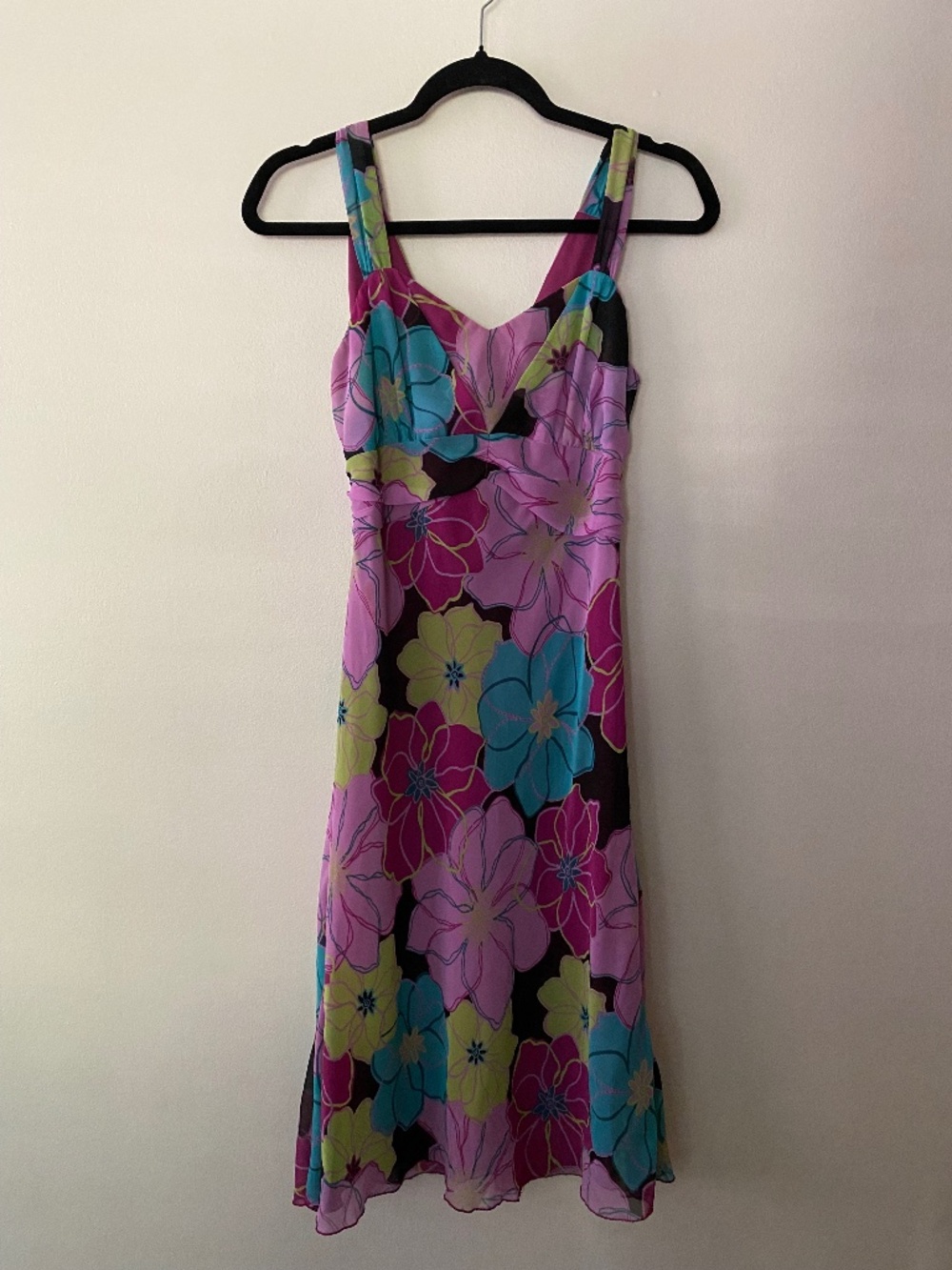 Vintage y2k Purple Blue Abstract Floral Midi Dress Fairy Boho Going Out 8